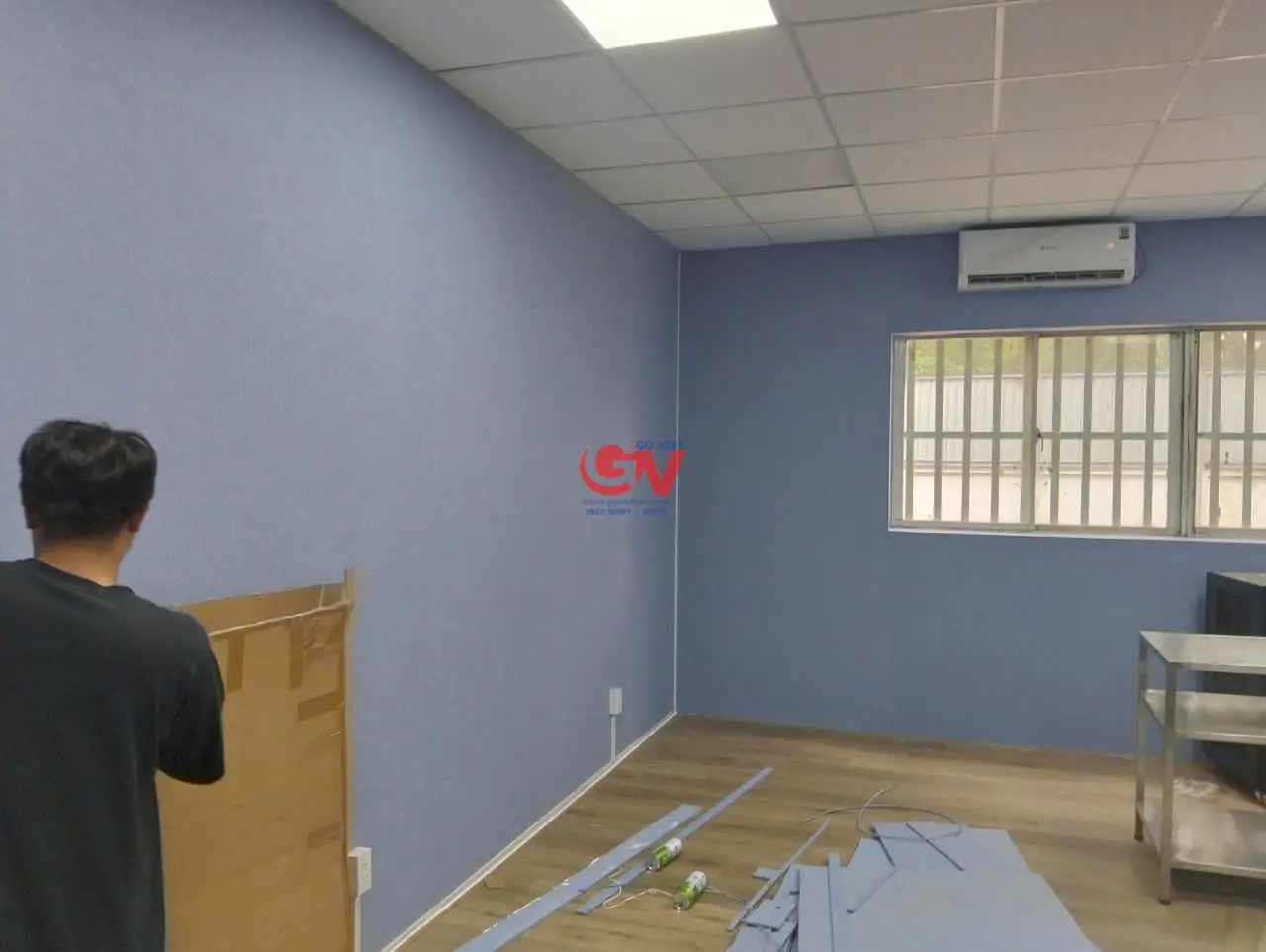 Không gian phòng sau khi hoàn thiện thi công tiêu âm bằng vải nỉ